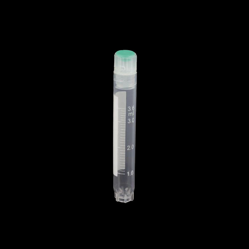 3.6 mL internal spiral screw mouth ultra-low temperature frozen storage tube, the outer flower bottom can stand, bag sterilization, green cover