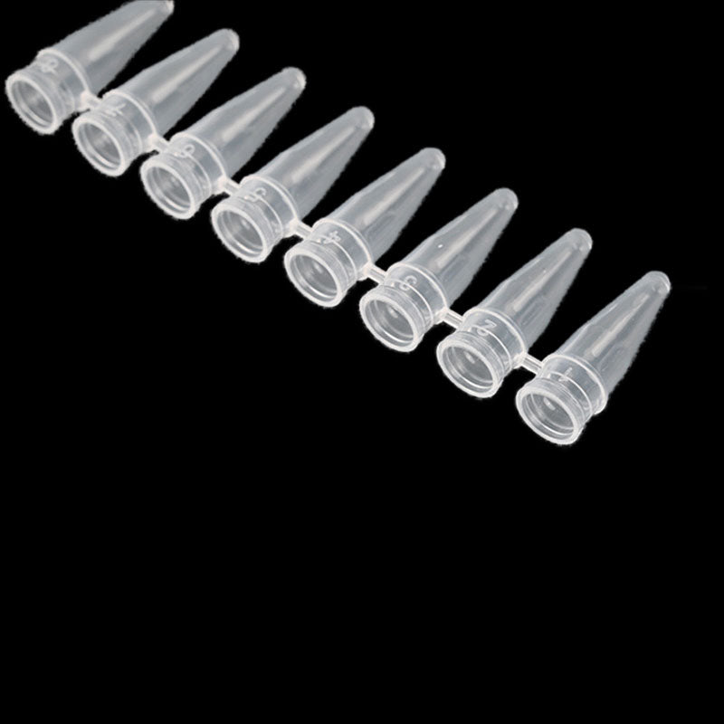 Eight continuous tube 0.2ml PCR transparent, flat convex cover, used for laboratory, hospital, classroom teaching, scientific research room, etc