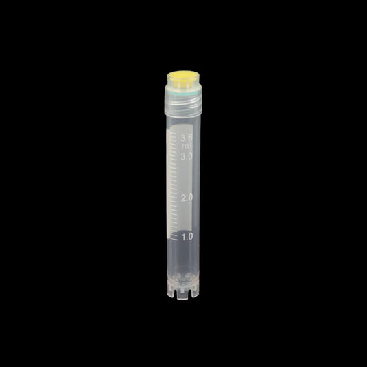 3.6 mL external screw mouth ultra-low temperature frozen storage tube, inner bottom can be vertical, bag not sterilization, yellow cover